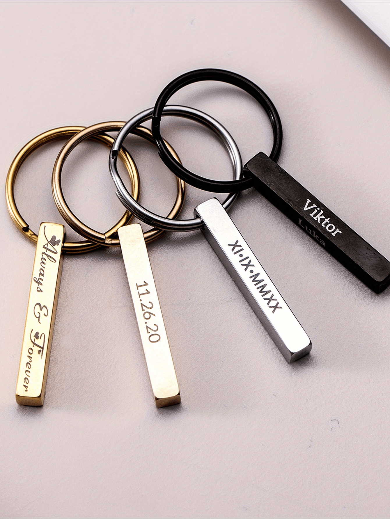 Personalized Text Square Pillar Keychain